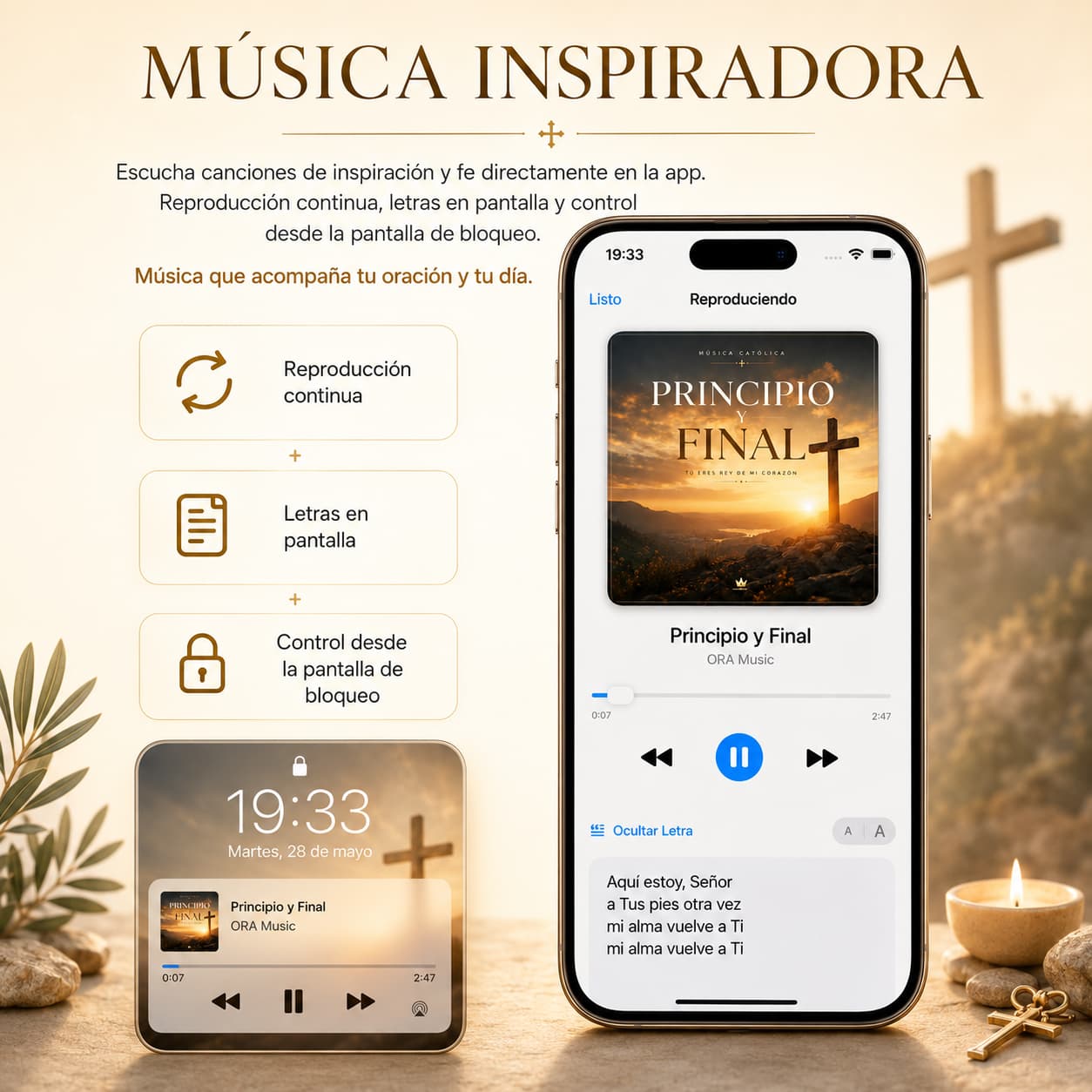 Música católica sagrada en ORA Daily app